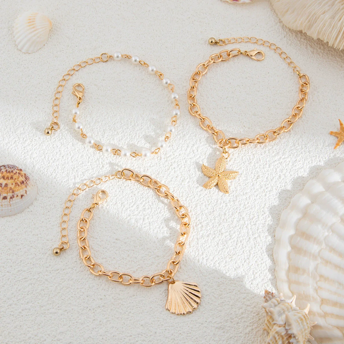 Jewelry Ocean Style Starfish Shell Pendant Bracelet Geometric Electroplating Women's - Image 7