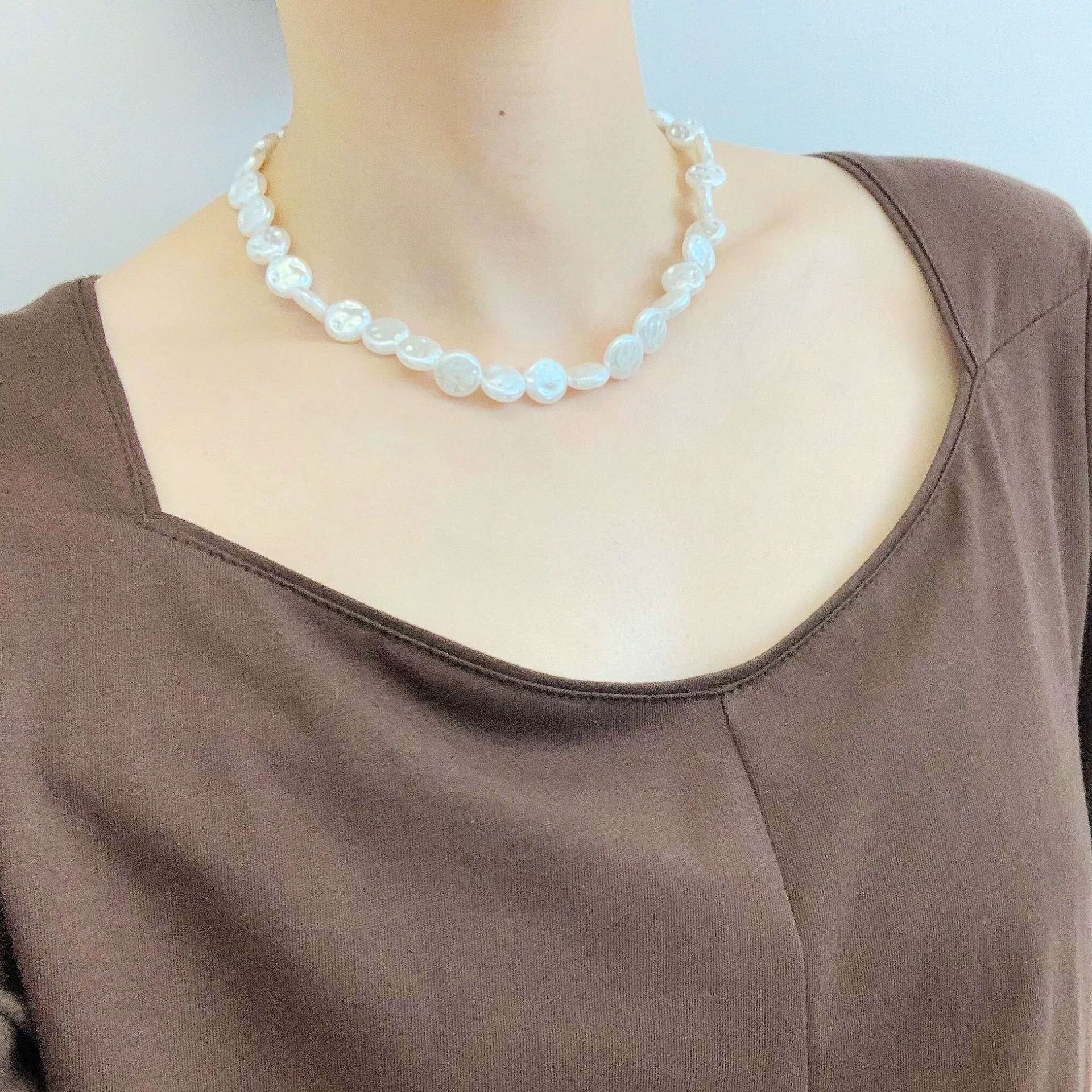 Jewelry Pearl Box Chain Necklace For Women Fashion Natural Pearl Style