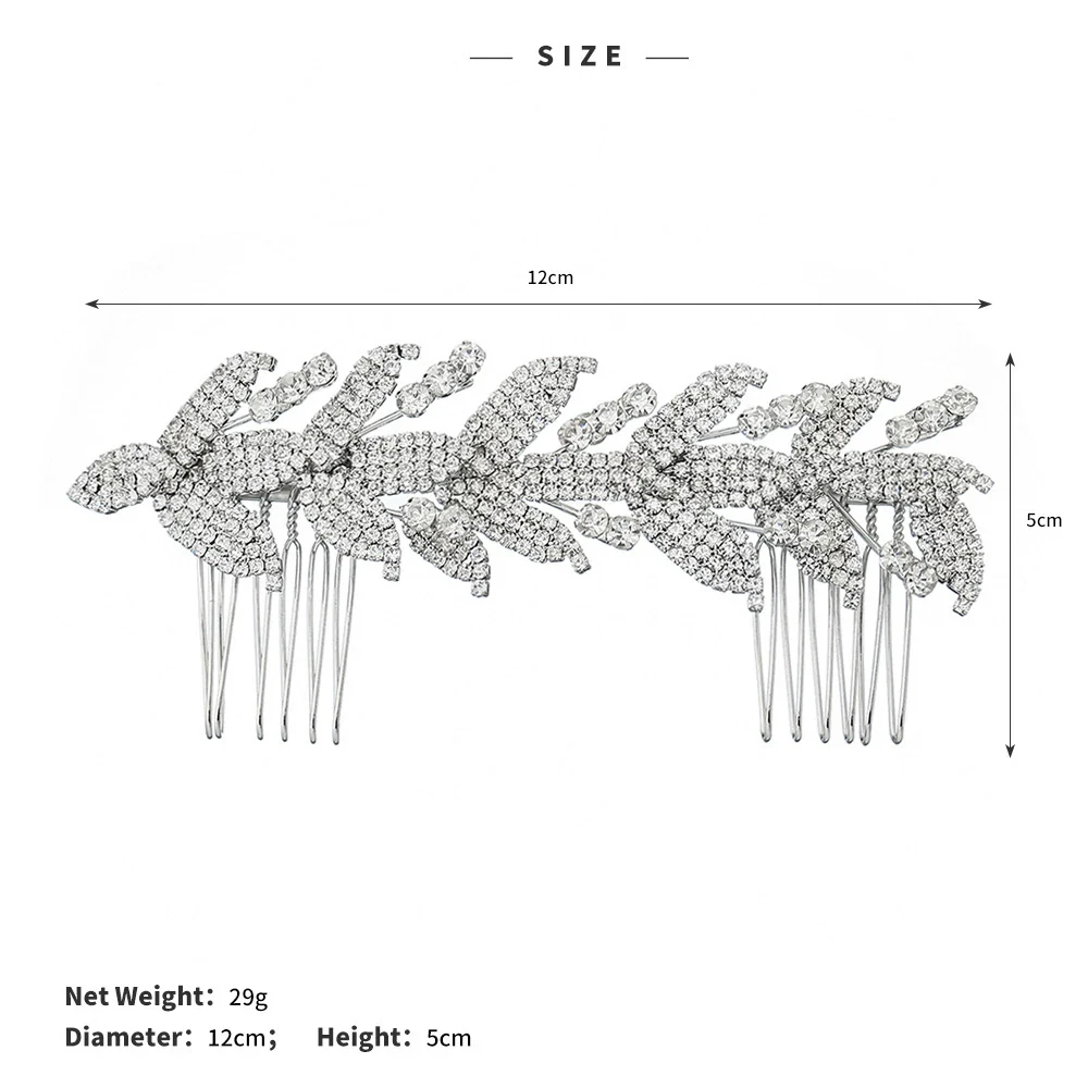 Jewelry Pearl Claw Chain Comb Leaf Shape Flower Style Electroplated Women's Bridal Hair Headdress - Image 5