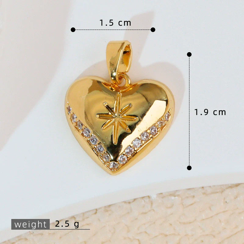 Jewelry Pendant Earrings Bracelet Necklace Accessories Retro Heart Shape Copper Electroplated - Image 9