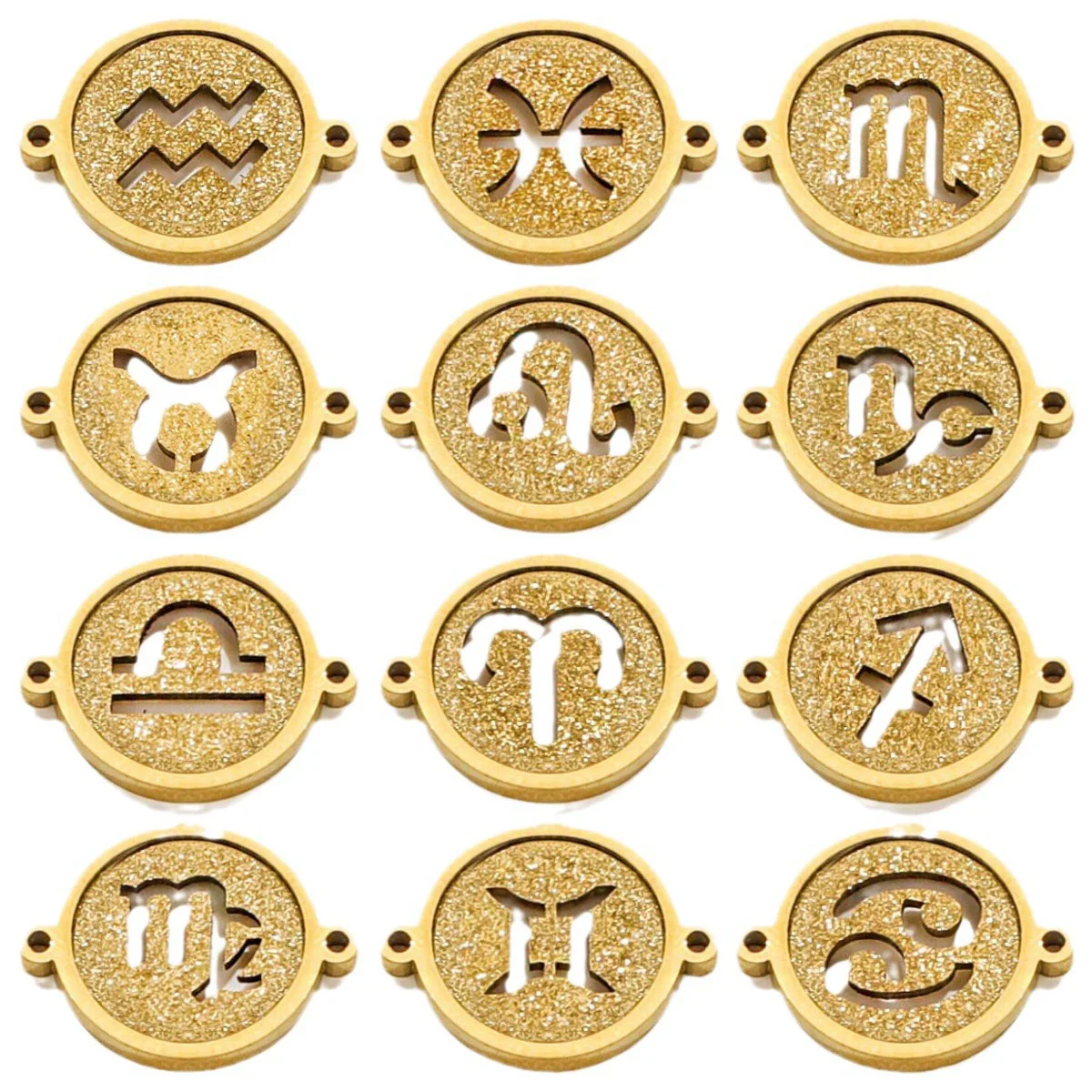Jewelry Pendant Stainless Steel Constellation Double Hole Round Electroplating Design - Image 5
