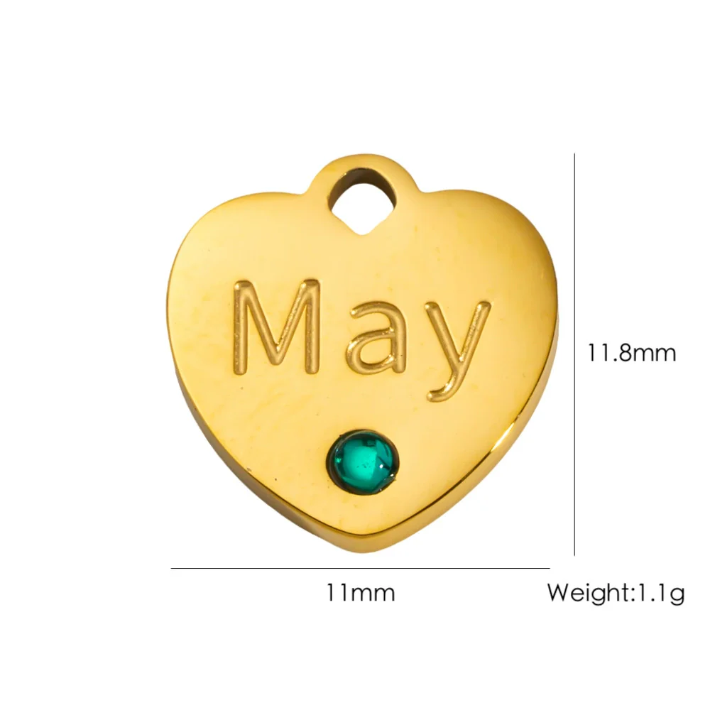 Jewelry Pendant Stainless Steel Heart Shaped Electroplated With Birthstone Pattern - Image 9