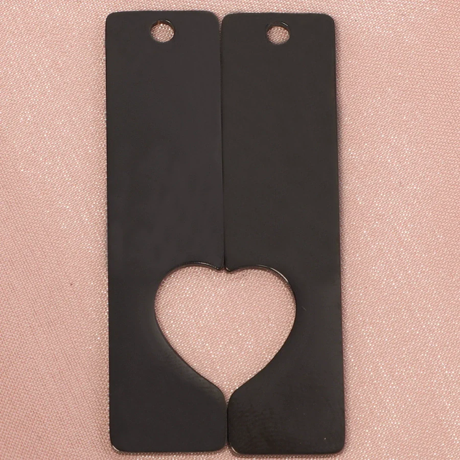 Jewelry Pendant Stainless Steel Hollow Half Heart Shape Smooth Geometric Electroplated For Couples - Image 9