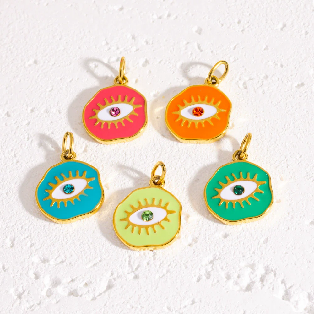 Jewelry Pendant Stainless Steel Irregular Round Dripping Oil Eye Accessories - Image 3