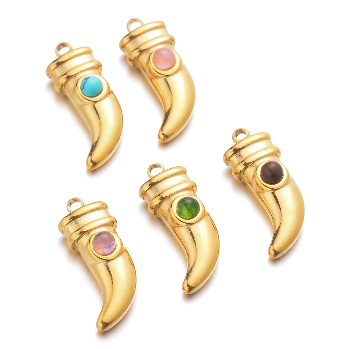 Jewelry Pendant Stainless Steel Natural Stone Spike Shape Electroplated - Image 5