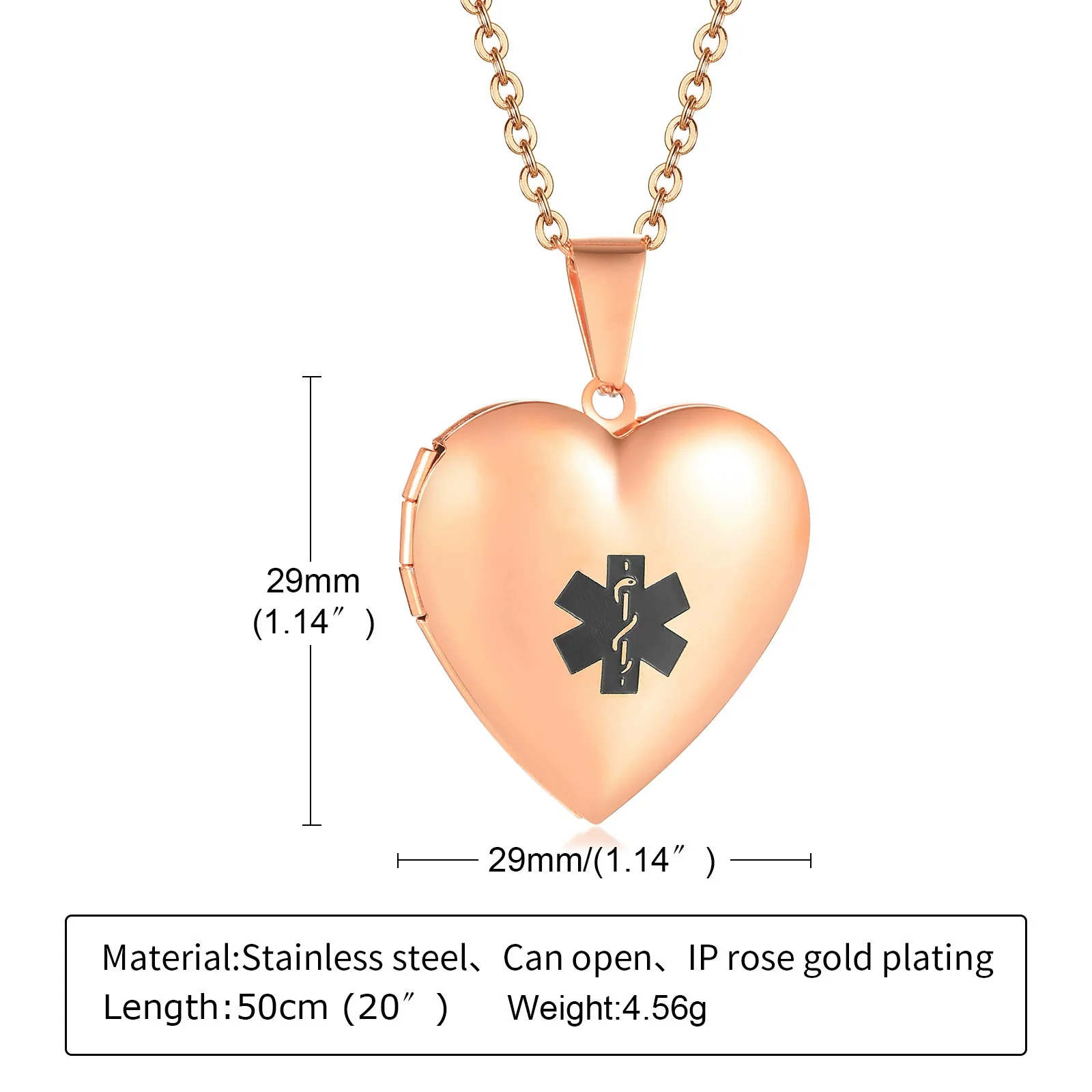 Jewelry Photo Box Stainless Steel Heart Shaped Pendant - Image 20