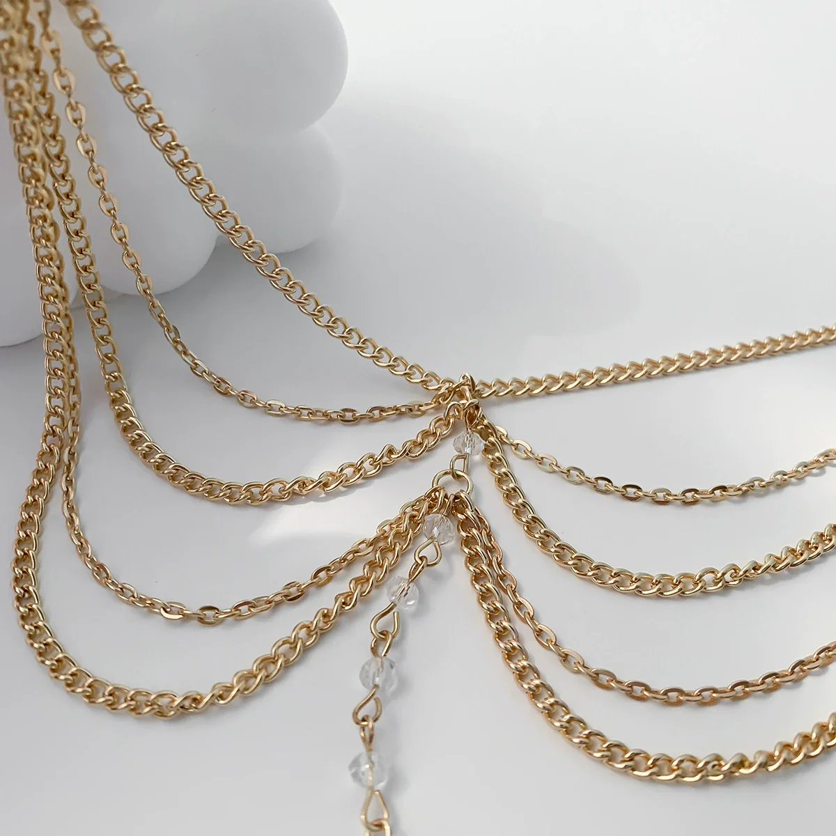 Jewelry Plastic Resin Geometric Multi Layer Tassel Chain Anklet For Women - Image 4