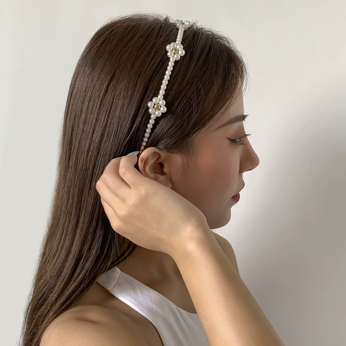 Jewelry Plastic Resin Pastoral Daisy Woven Hairband For Women - Image 6