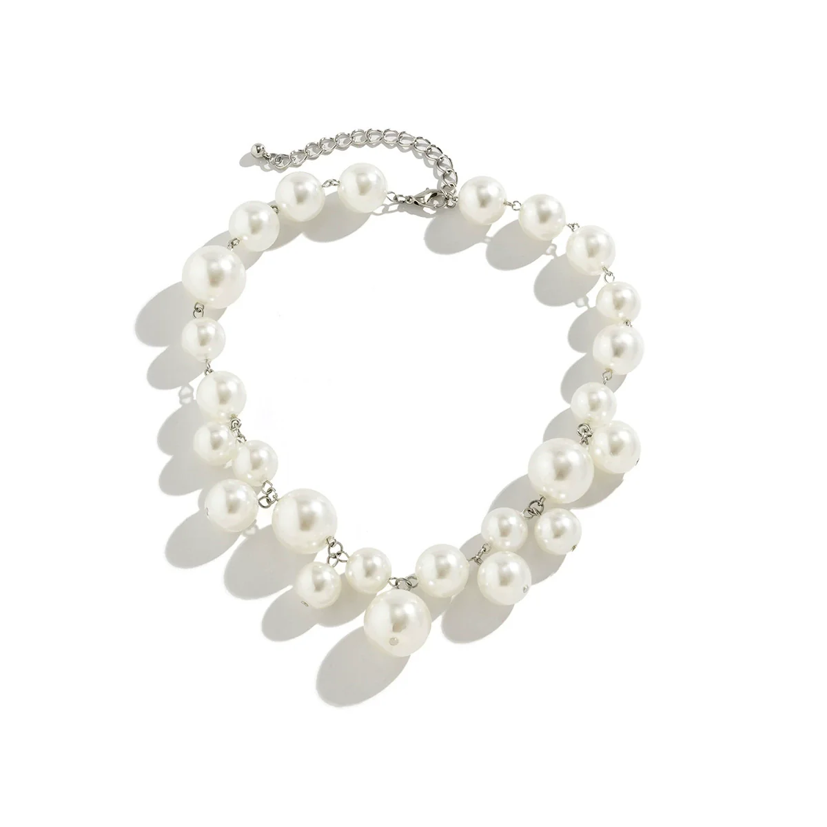 Jewelry Punk Creative Round Bead Imitation Pearl Tassel Necklace Metal Ball Chain Geometric Style Electroplating - Image 5