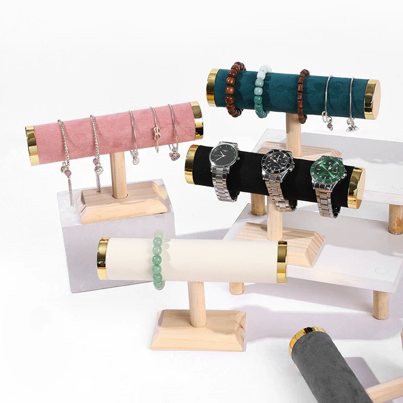 Jewelry Rack Bracelet Watch Display Storage Rack Solid Wood Splicing Single Layer Highend