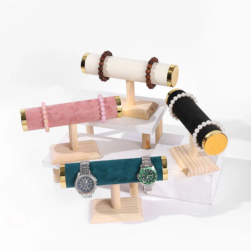 Jewelry Rack Bracelet Watch Display Storage Rack Solid Wood Splicing Single Layer Highend - Image 3
