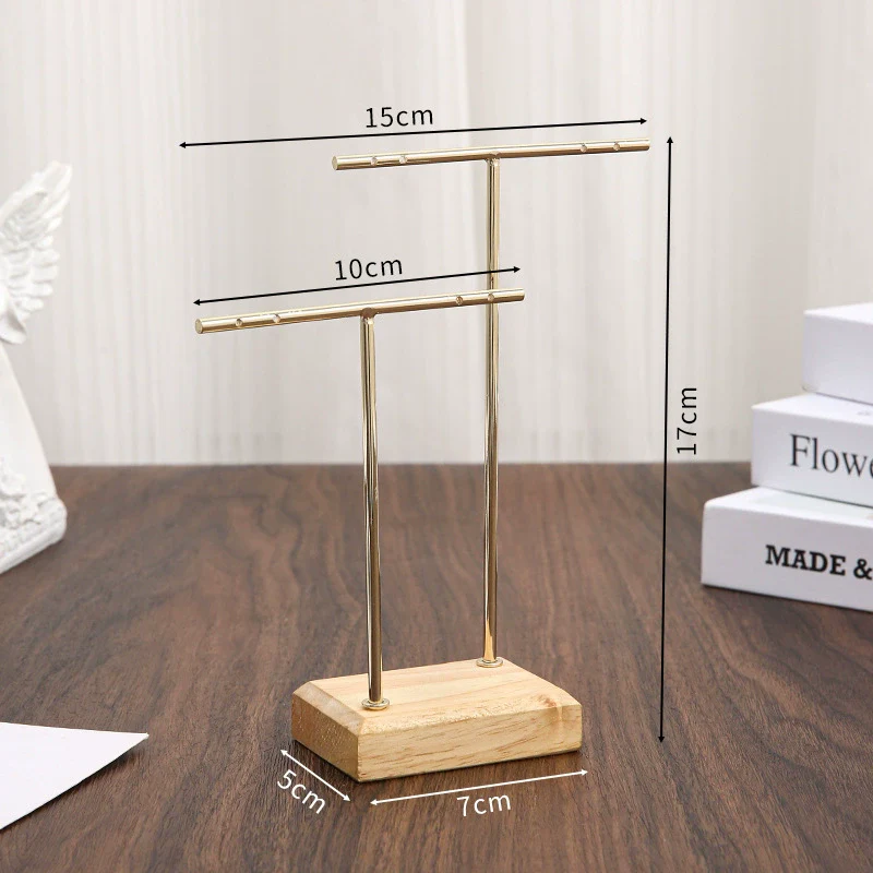 Jewelry Rack Metal And Walnut Highend T Shape Splicing Earrings Display Props - Image 5
