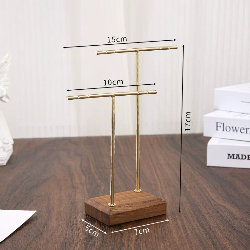 Jewelry Rack Metal And Walnut Highend T Shape Splicing Earrings Display Props - Image 6