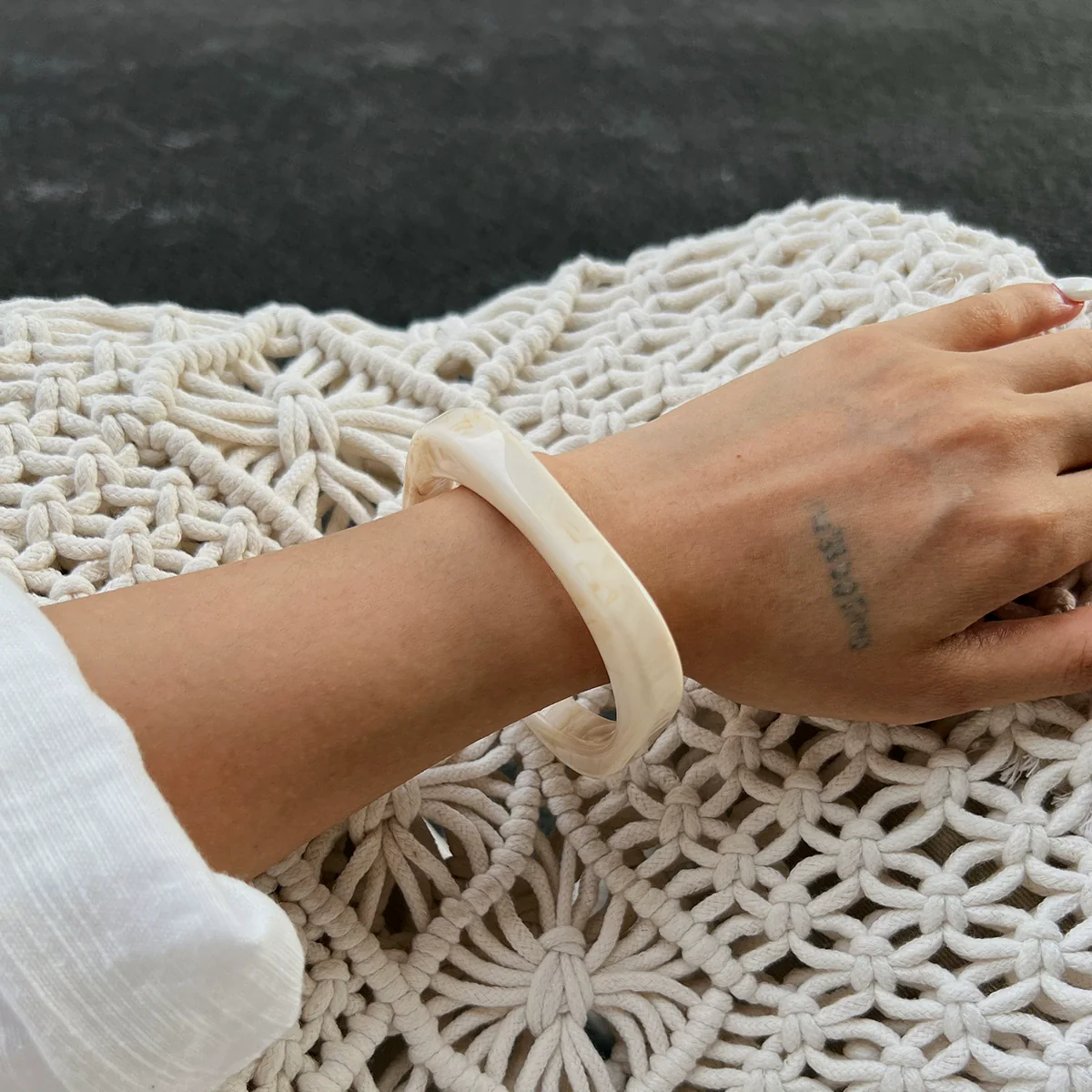 Jewelry Resin Simple Retro Geometric Handmade Square Bracelet And Plain Ring - Image 7