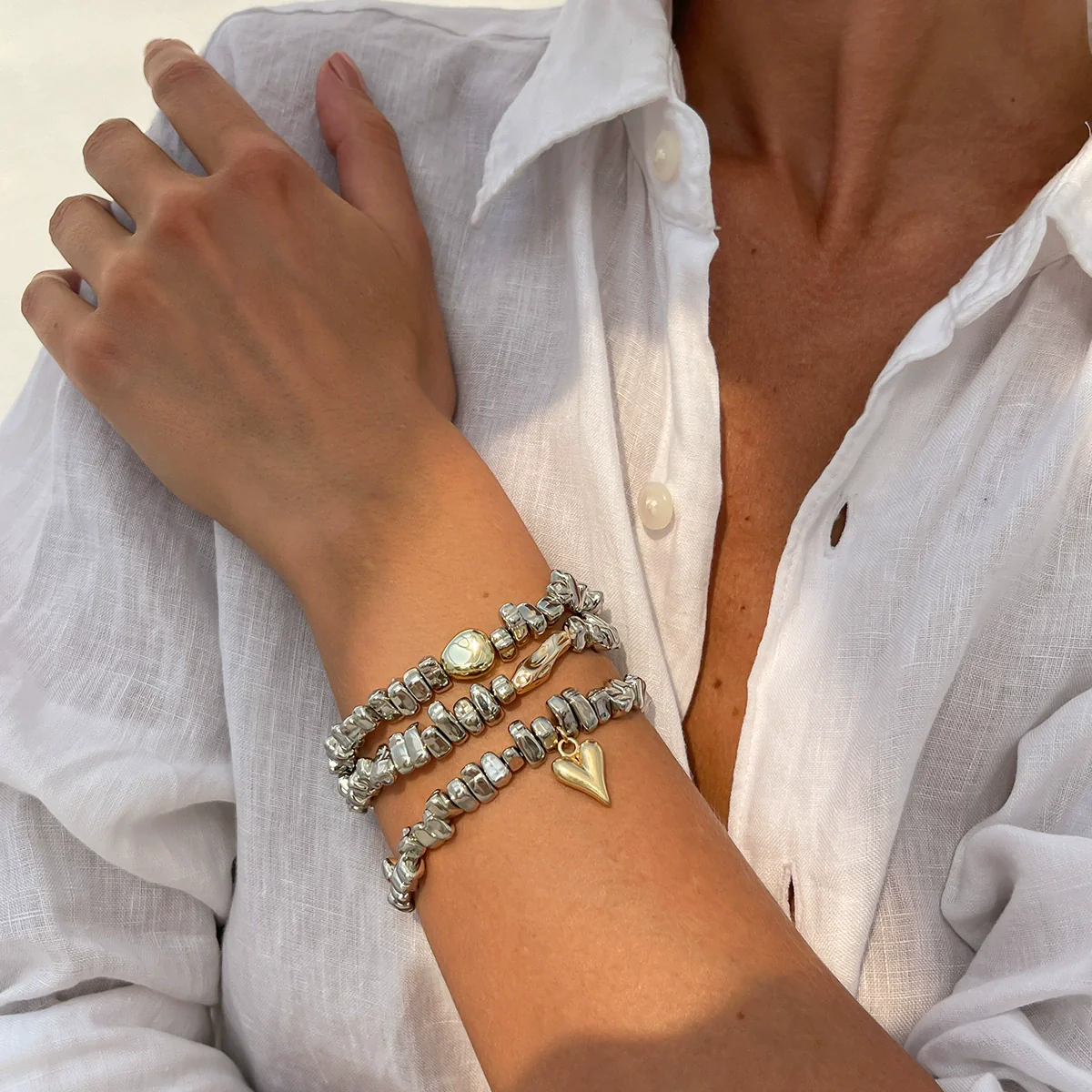Jewelry Retro Crystal Handmade Geometric Pendant Irregular Bracelet - Image 4