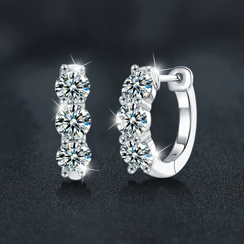 Jewelry S925 Sterling Silver Moissanite Geometric U Shape Earrings