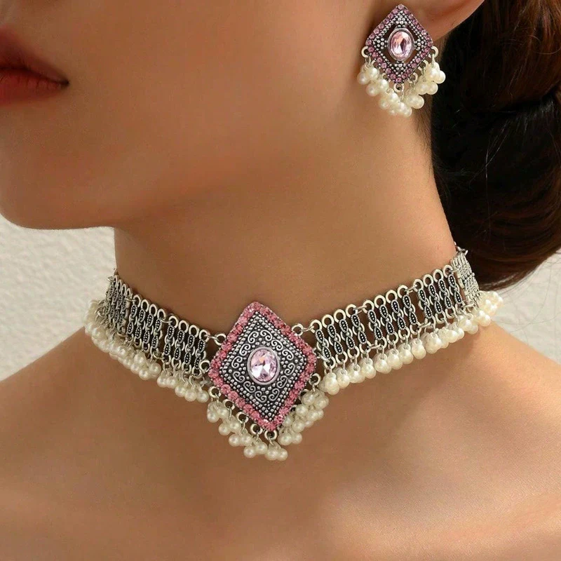 Jewelry Set Alloy Rhinestones Geometric Retro Fashion - Image 2