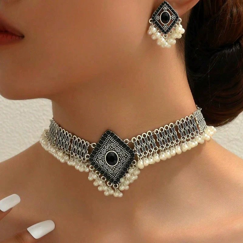 Jewelry Set Alloy Rhinestones Geometric Retro Fashion - Image 5