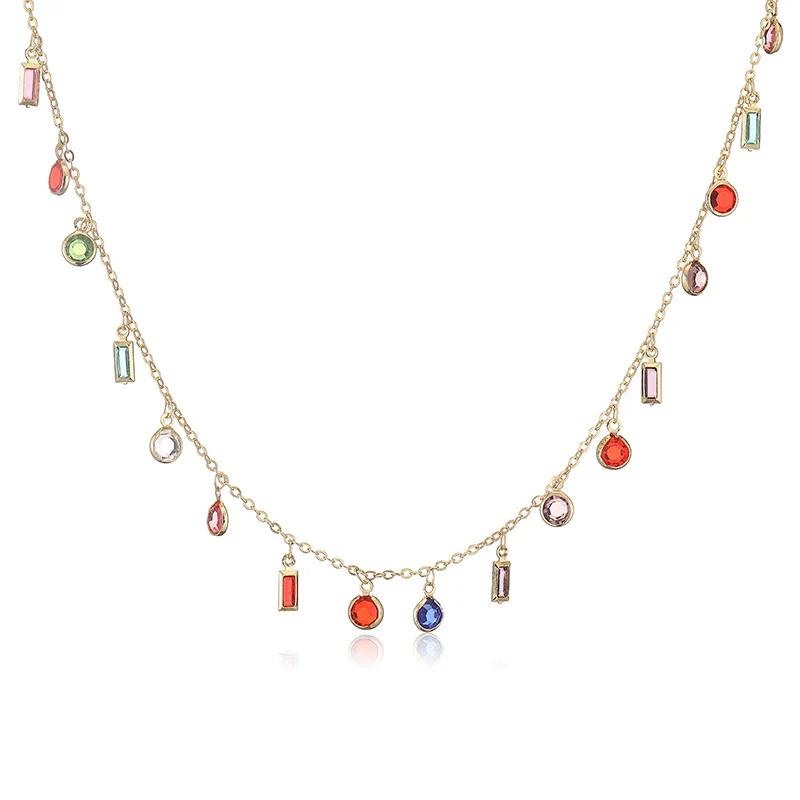 Jewelry Set Copper Inlaid Zirconia With Irregular Pattern Water Wave Chain For Ladies - Image 7