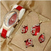 Jewelry Set With Inverted Triangle Design Diamond Frosted Imitation Leather Alloy Material - Image 13