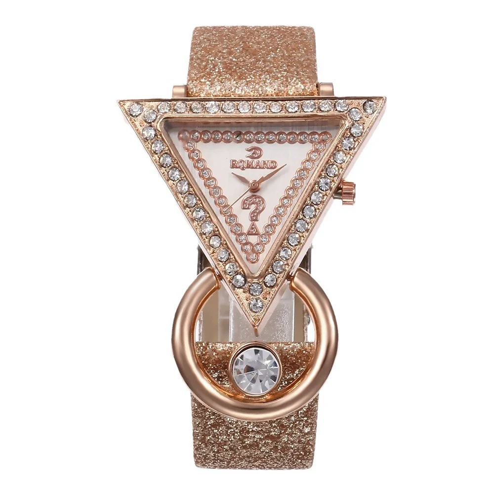 Jewelry Set With Inverted Triangle Design Diamond Frosted Imitation Leather Alloy Material - Image 5