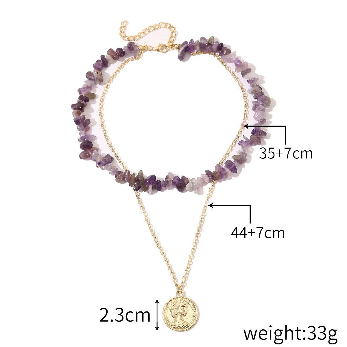 Jewelry Simple Exquisite Women's Allmatch Natural Stone Pendant Necklace With Geometric Style And Ball Chain Electroplated - Image 9