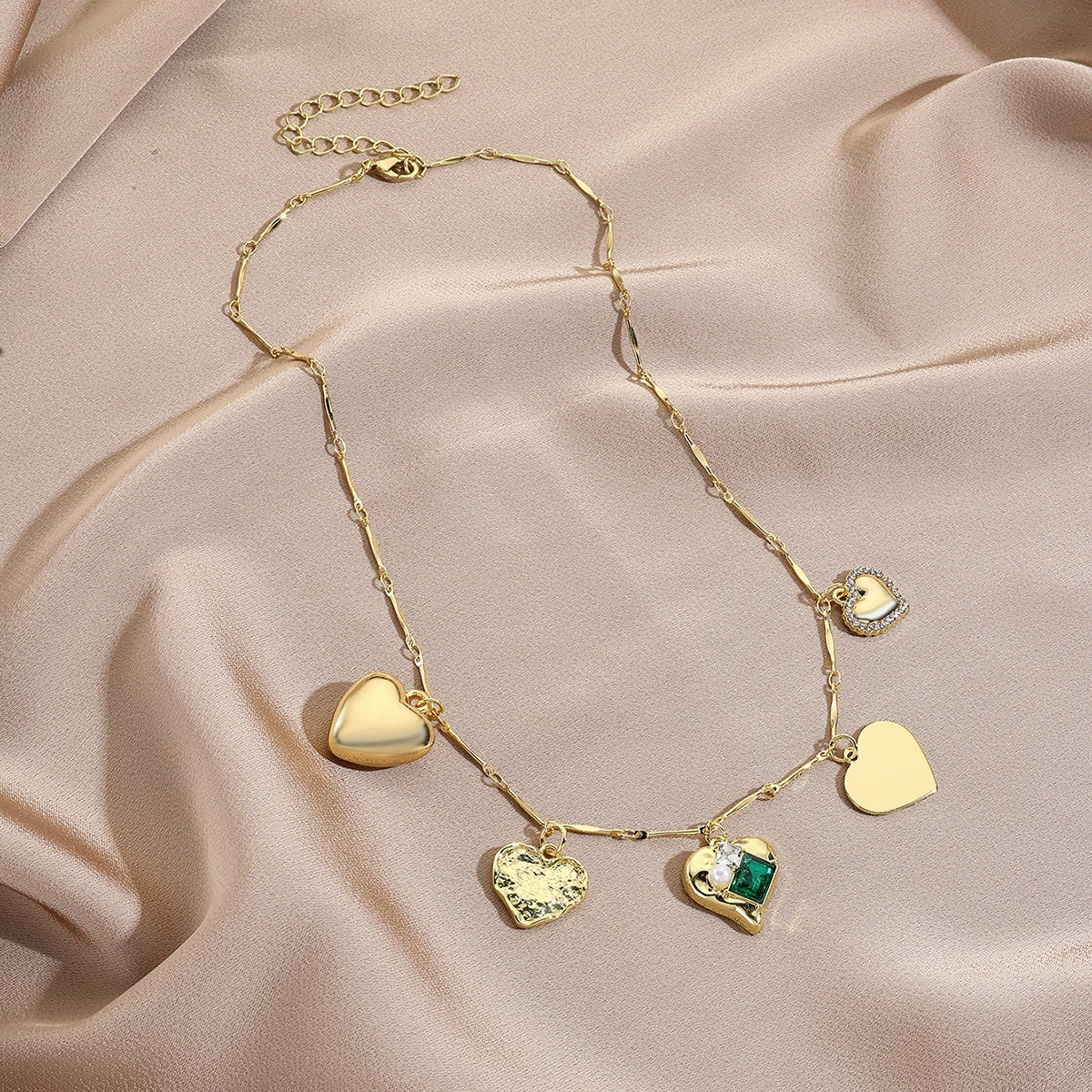 Jewelry Single Layer Multi Pendant Love Necklace Zinc Alloy Heart Shape Flower Geometric Electroplating For Women - Image 4