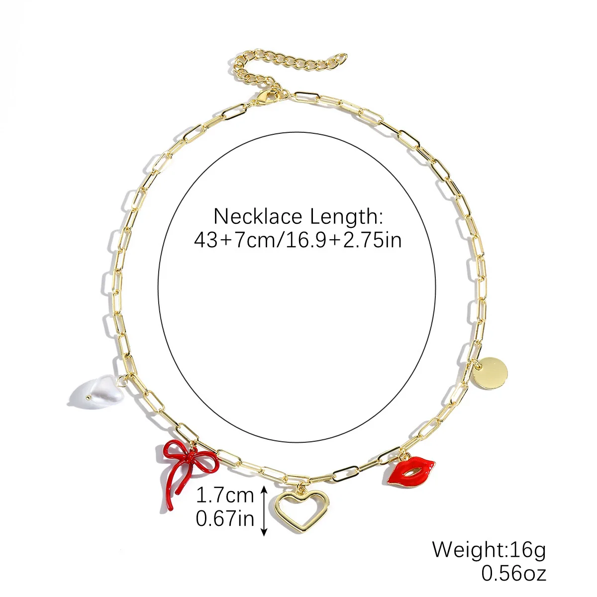 Jewelry Single Layer Multi Pendant Love Necklace Zinc Alloy Heart Shape Flower Geometric Electroplating For Women - Image 7