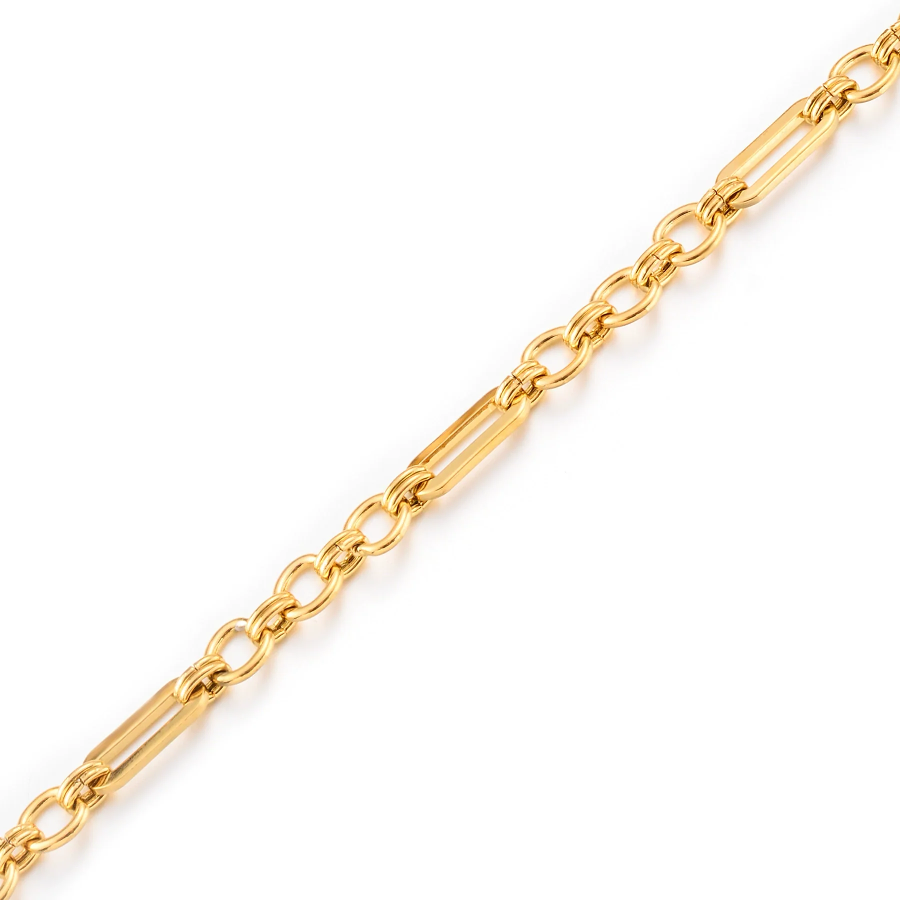Jewelry Square Bean Shape Stainless Steel Chain Bracelet Anklet 18K Gold Plated Handmade Material - Image 10