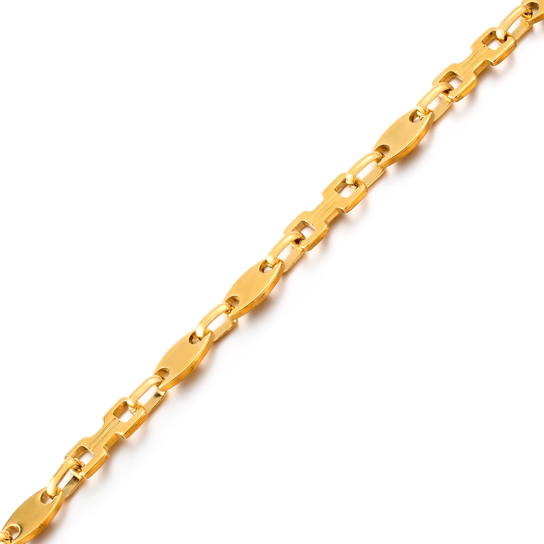 Jewelry Square Bean Shape Stainless Steel Chain Bracelet Anklet 18K Gold Plated Handmade Material - Image 5