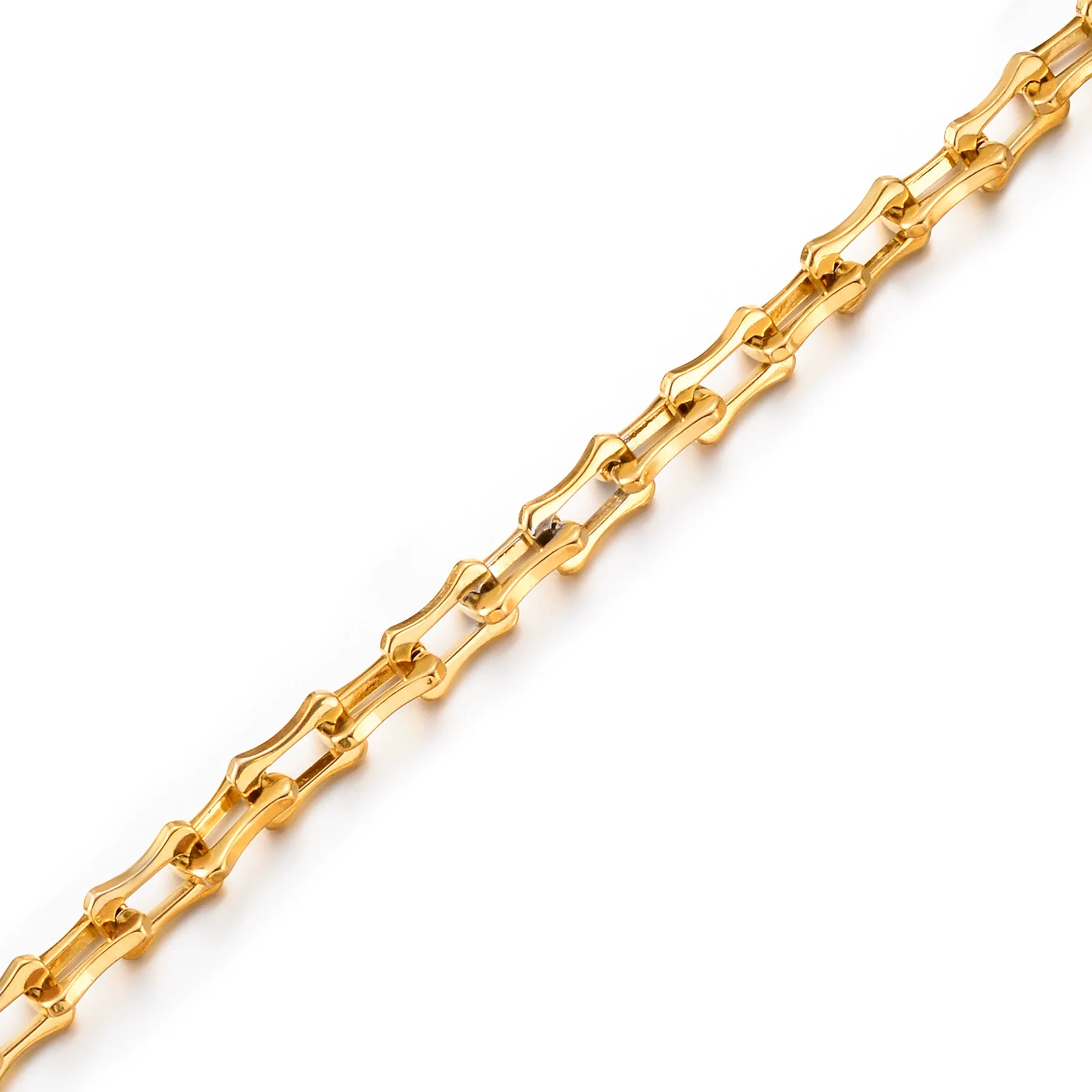 Jewelry Square Bean Shape Stainless Steel Chain Bracelet Anklet 18K Gold Plated Handmade Material - Image 6
