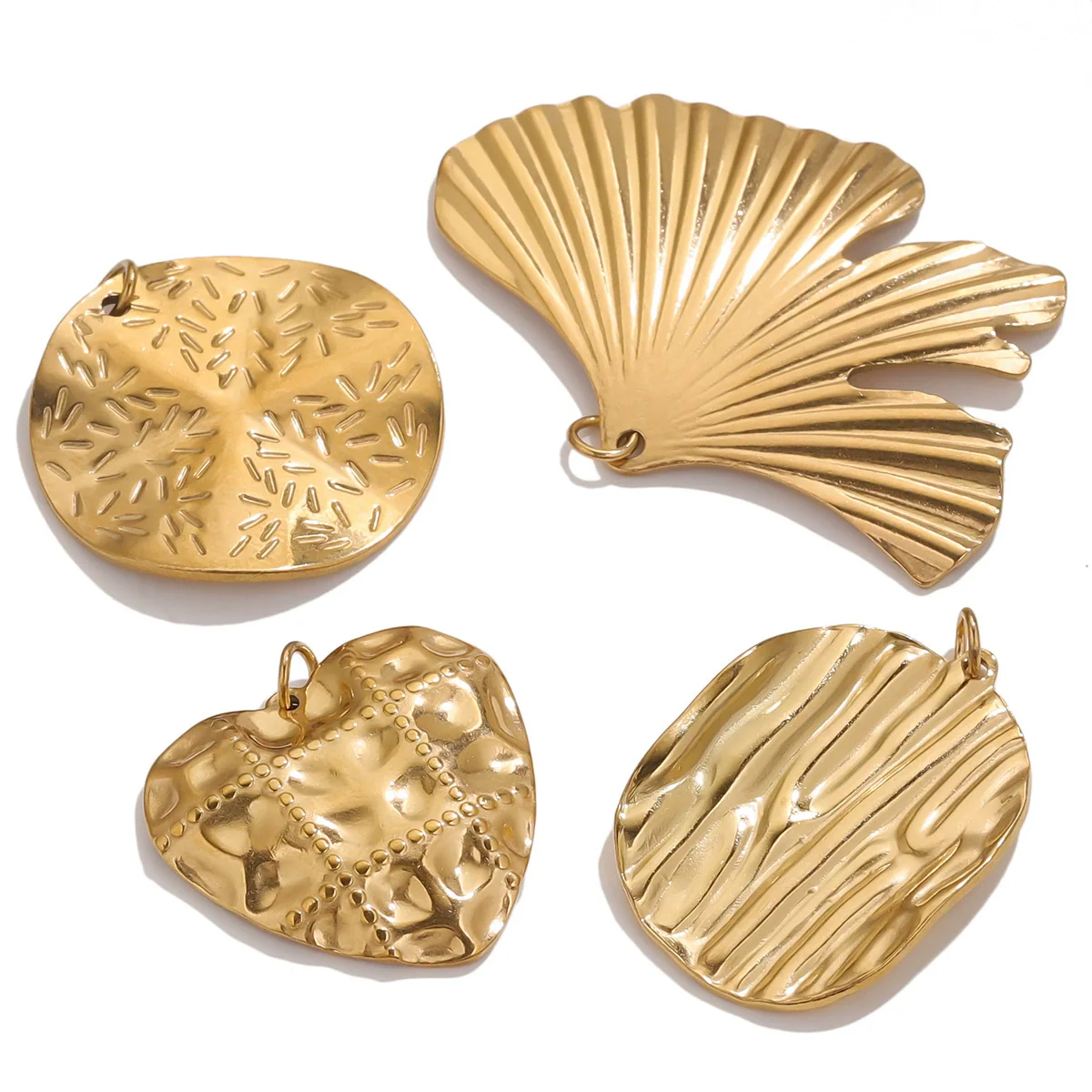 Jewelry Stainless Steel 18K Gold Plated Shellshaped Handmade Leaves Flower Pieces Bookmark Pendant - Image 5