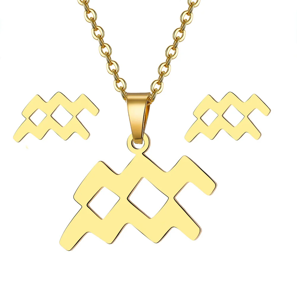 Jewelry Stainless Steel Alloy Constellation Zodiac Pendant Necklace For Women - Image 3