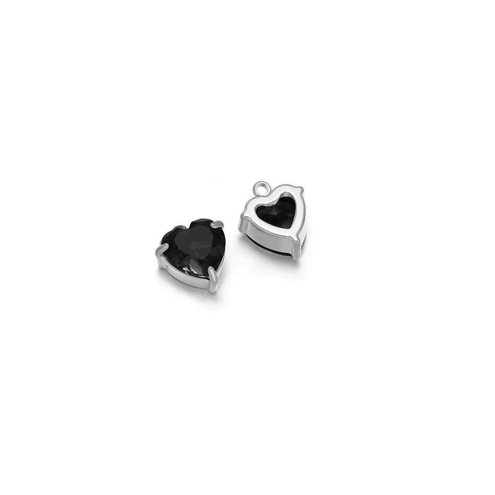 Jewelry Stainless Steel Artificial Crystal Heart Inlay Pendant For Necklace Bracelet Earrings - Image 12