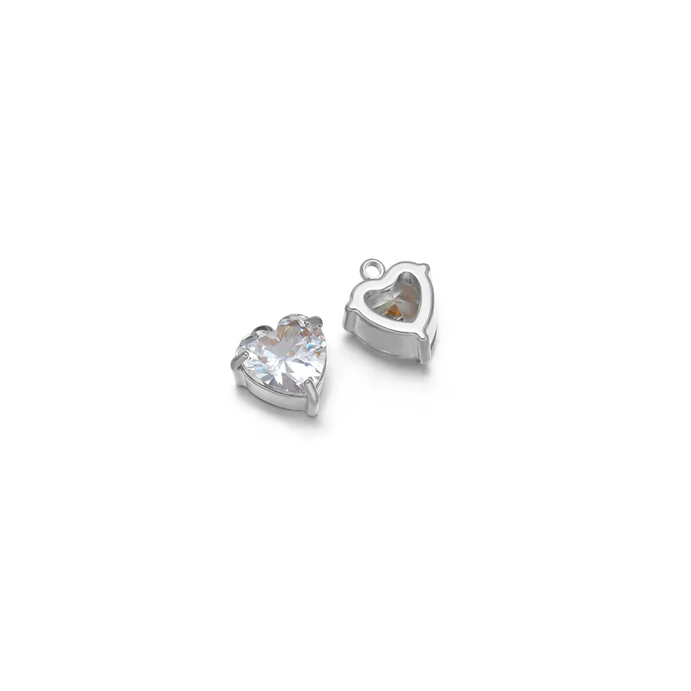 Jewelry Stainless Steel Artificial Crystal Heart Inlay Pendant For Necklace Bracelet Earrings - Image 13