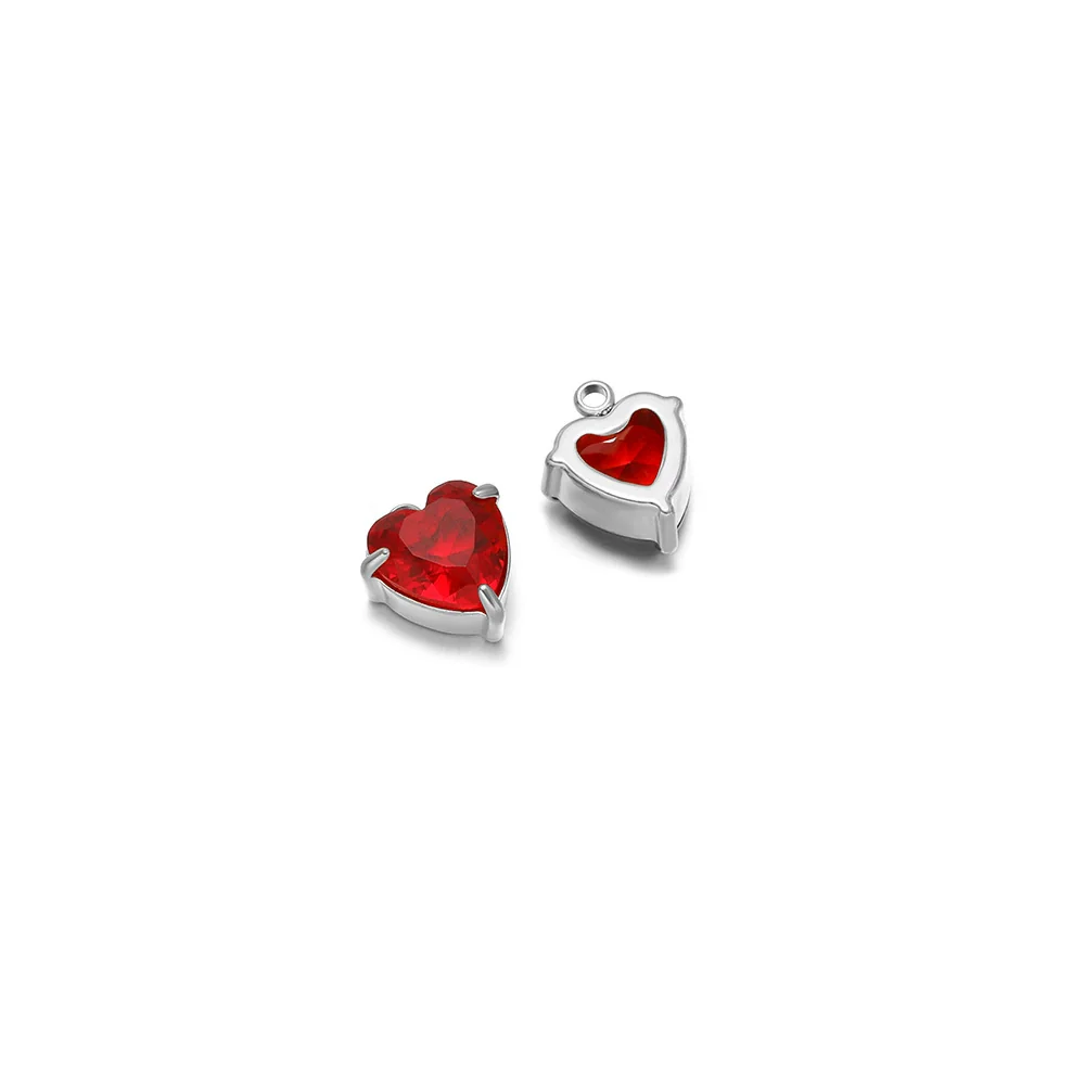 Jewelry Stainless Steel Artificial Crystal Heart Inlay Pendant For Necklace Bracelet Earrings - Image 14