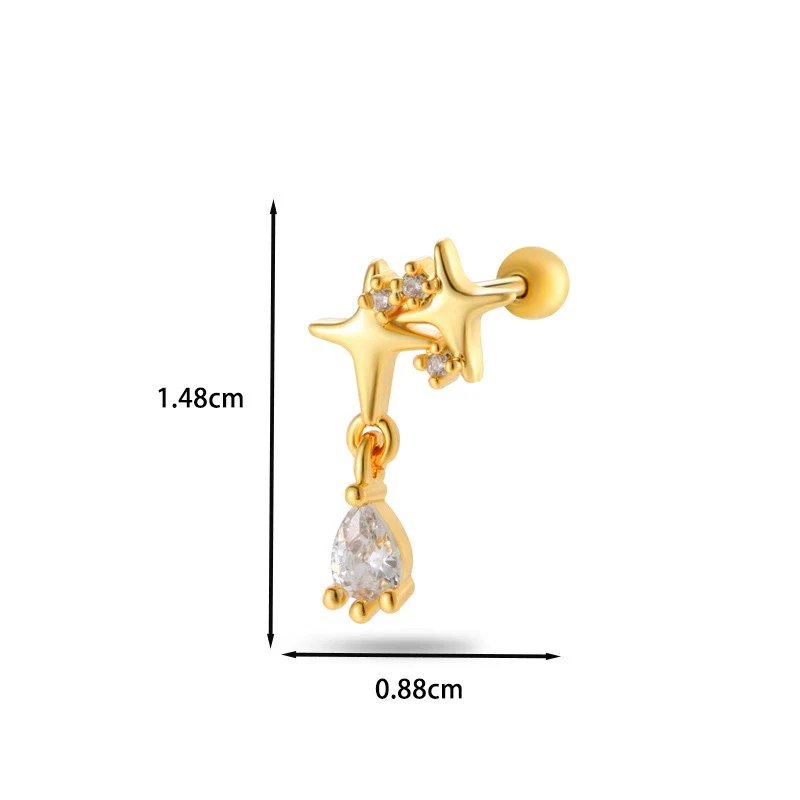 Jewelry Stainless Steel Copper Inlaid Zircon Heart Shaped Electroplated Women's Ear Bone Nail - Image 22