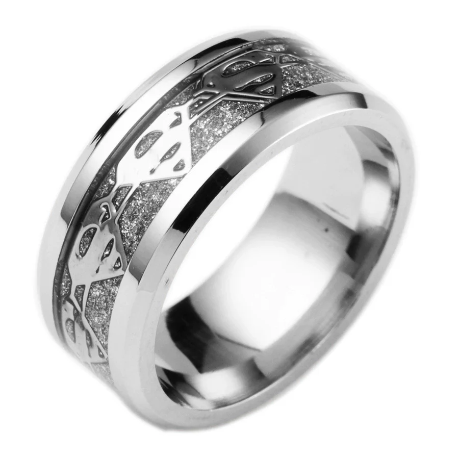 Jewelry Stainless Steel Dripping Oil Style Superman Logo Ring - Image 2
