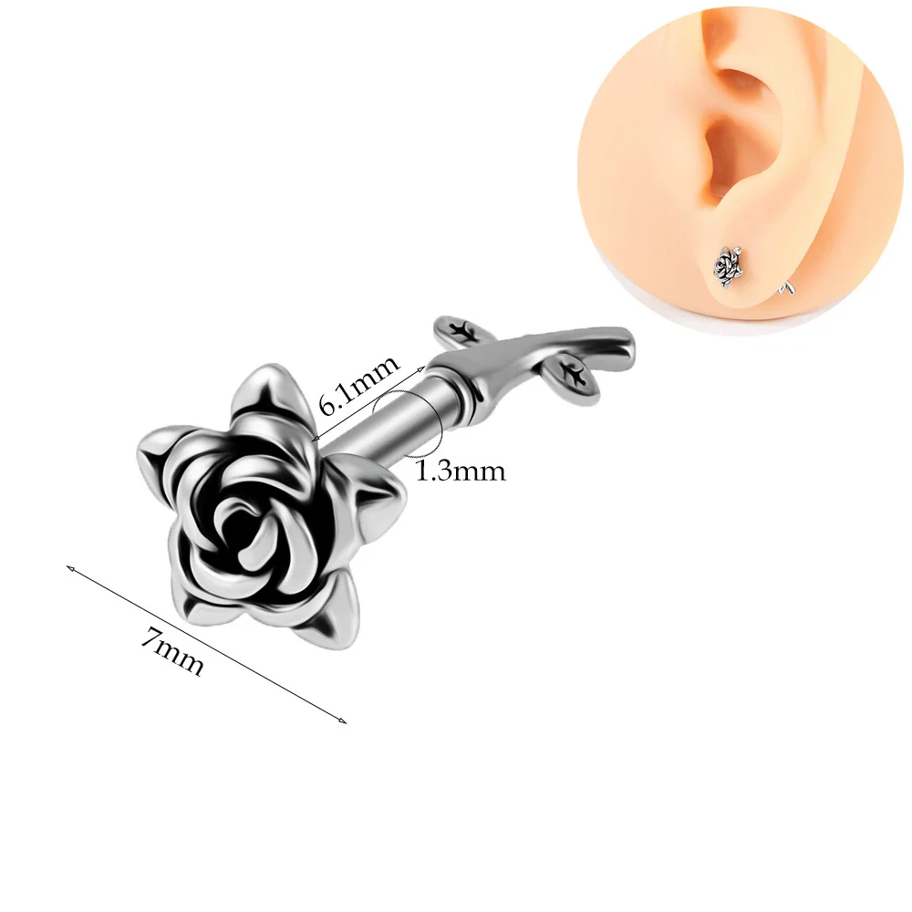 Jewelry Stainless Steel Flower Shaped Bent Rod Internal Thread Navel Nail Straight Rod Ear Bone Nail Piercing With Polish Design - Image 6