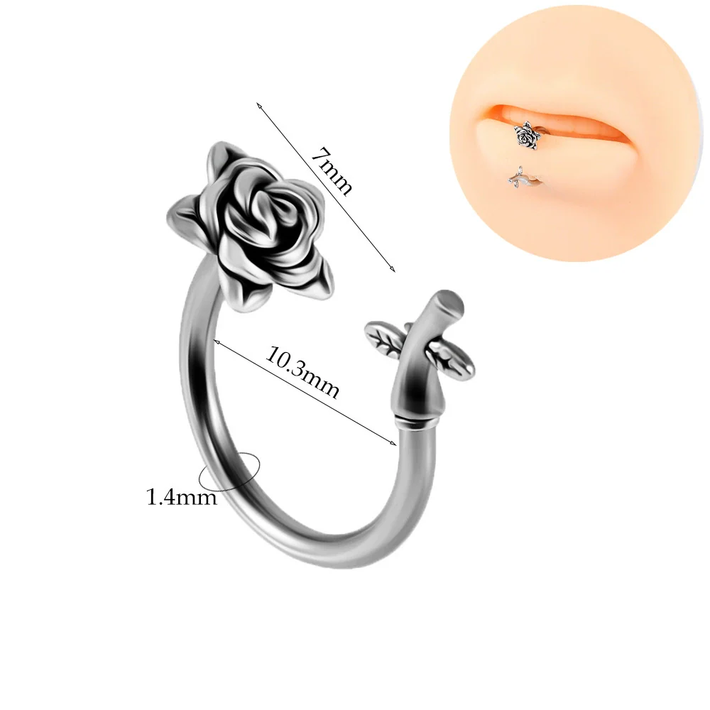 Jewelry Stainless Steel Flower Shaped Bent Rod Internal Thread Navel Nail Straight Rod Ear Bone Nail Piercing With Polish Design - Image 9