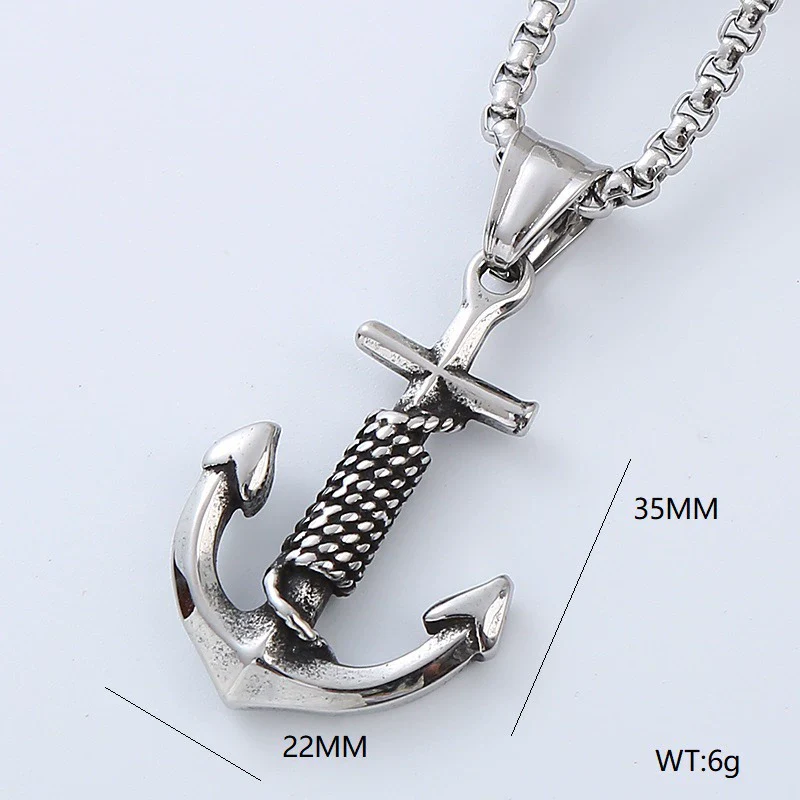 Jewelry Stainless Steel Geometric Anchor Skull Punk Hiphop Street Style Polishing Necklace - Image 7