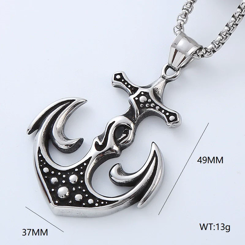 Jewelry Stainless Steel Geometric Anchor Skull Punk Hiphop Street Style Polishing Necklace - Image 8