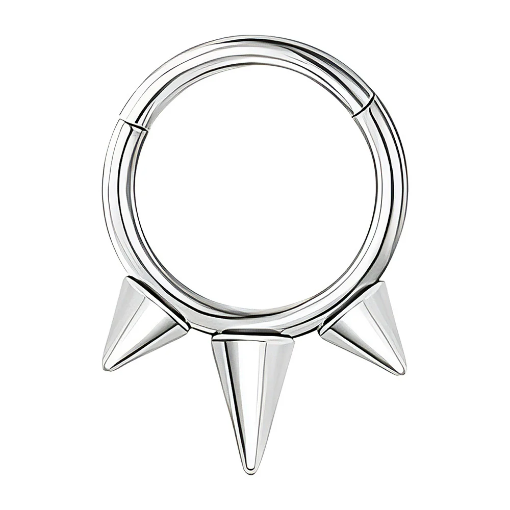 Jewelry Stainless Steel Geometric Heart Shape Polished Sharp Cone Buckle Earrings And Nose Ring - Image 22