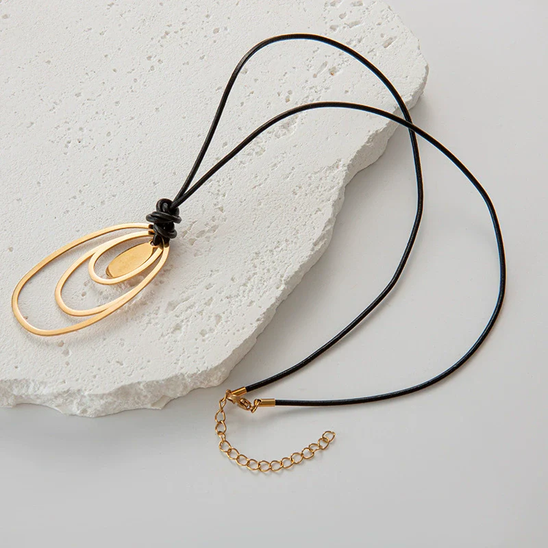 Jewelry Stainless Steel Geometric Pendant Necklace Electroplating - Image 2