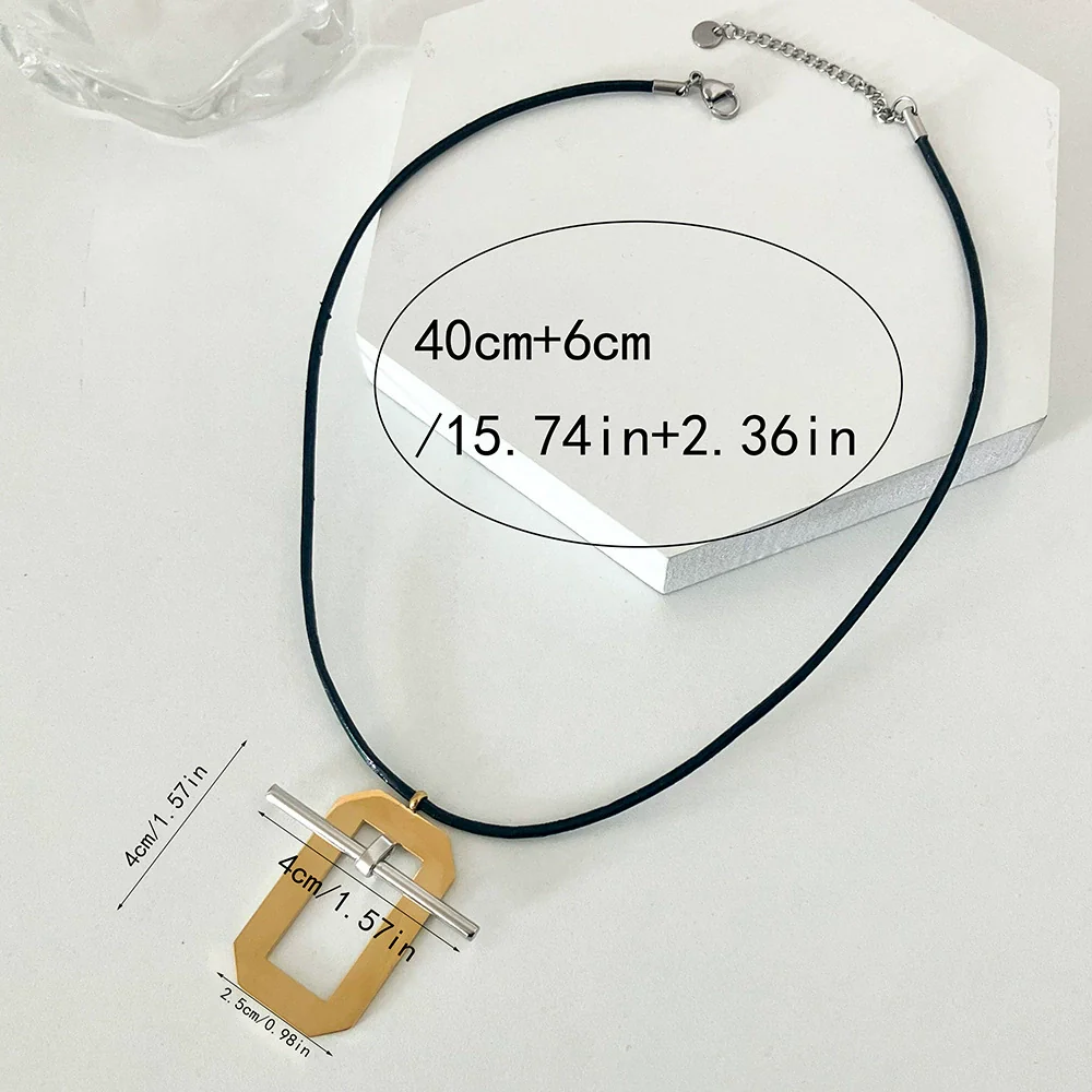 Jewelry Stainless Steel Geometric Pendant Necklace Electroplating - Image 6