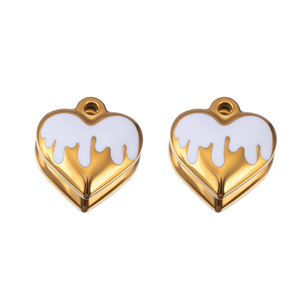 Jewelry Stainless Steel Heart Dripping Oil Pendant For Diy Necklace Earrings Handmade - Image 6