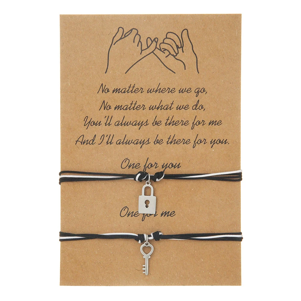Jewelry Stainless Steel Heart Lock Key Bracelet Geometric Handmade