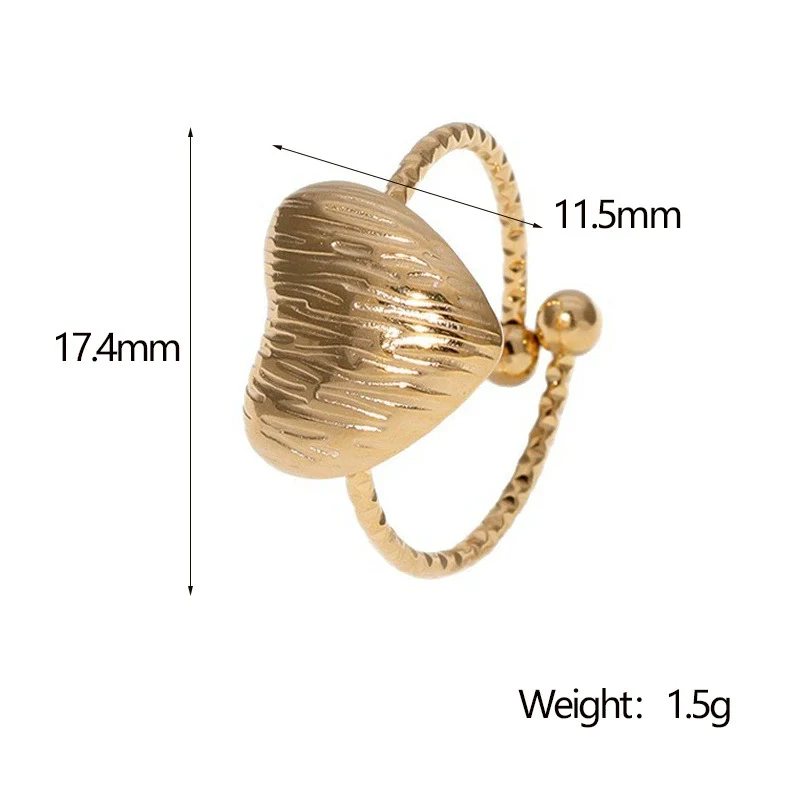 Jewelry Stainless Steel Heart Ring Light Luxury Style 18K Goldplated - Image 6