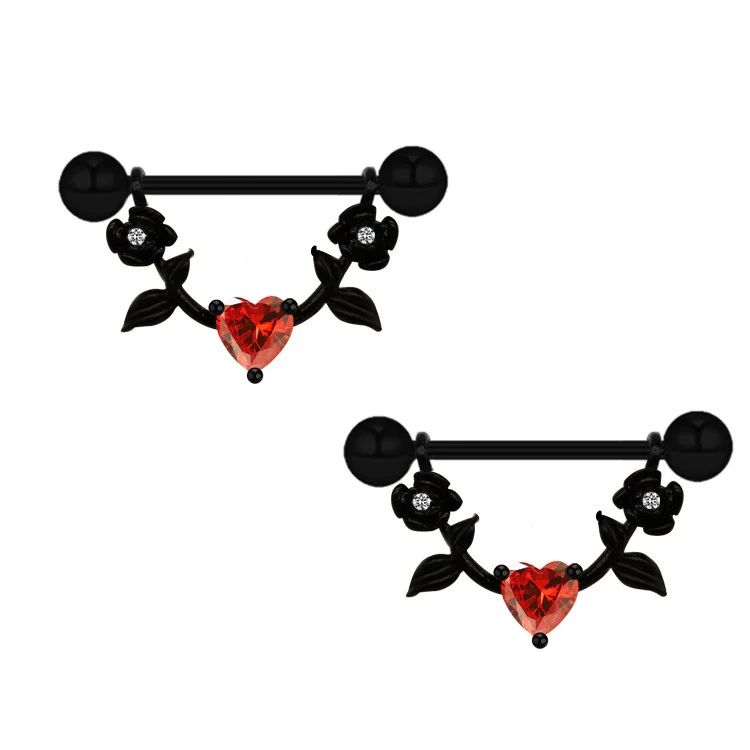 Jewelry Stainless Steel Heartshaped Mushroom Rose Breast Ring With Rhinestones Electroplating Animal Zodiac Style - Image 4