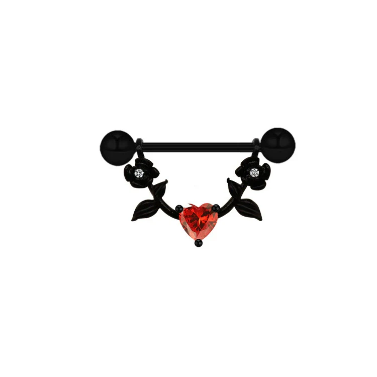 Jewelry Stainless Steel Heartshaped Mushroom Rose Breast Ring With Rhinestones Electroplating Animal Zodiac Style - Image 6